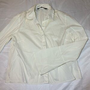 Zara Off-White Small Long-Sleeve Dress Shirt